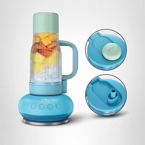 Ninja Blendboss™ | Personal Blender for Smoothies & Frozen Drinks | 26oz Travel Tumbler with LeakProof Lid, Chug Spout & Detachable Straw | Auto-iQ Technology | Blue Raspberry | DB351BL thumbnail 11