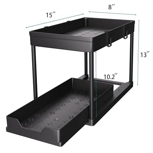 DEKAVA Under Sink Organizer 2 Pack, Bathroom Cabinet Organizer, 2 Tier Sliding Cabinet Basket Organizer Drawer, Multi-Purpose Bath Collection Baskets for Bathroom (Black) thumbnail 2