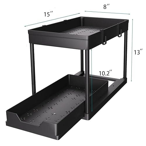 DEKAVA Under Sink Organizer 2 Pack, Bathroom Cabinet Organizer, 2 Tier Sliding Cabinet Basket Organizer Drawer, Multi-Purpose Bath Collection Baskets for Bathroom (Black) thumbnail 3