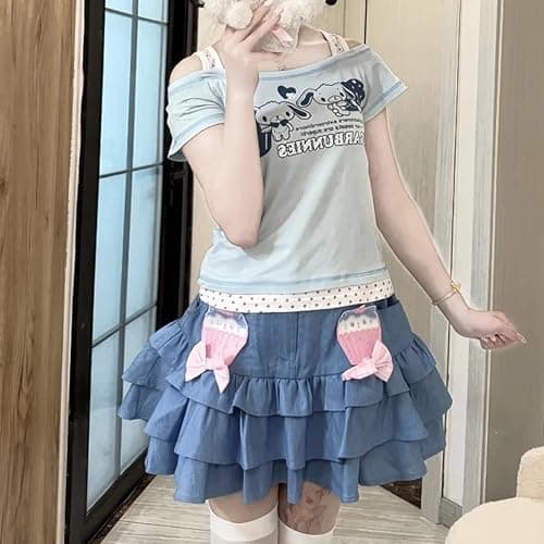 Kawaii Cutecore Harajuku Y2k 2000s Tops Summer Preppy Aesthetic Alt Goth Emo Short Sleeve Graphic Tees thumbnail 9