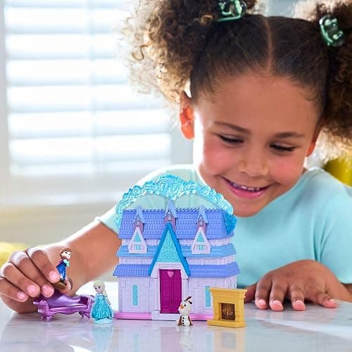DISNEY STORE Official Frozen Castle Micro Play Set, Micro Toy Set Includes Elsa, Anna & Olaf Micro Figures, Travel Toy Portable Playset with Handle, Travel Toys with Surprise Reveals thumbnail 2