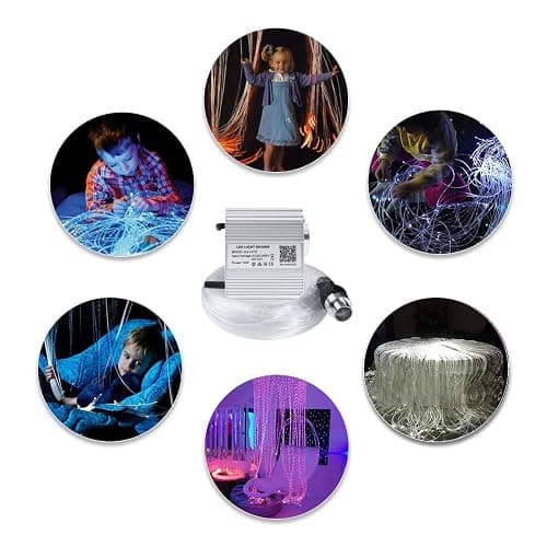 AKEPO Fiber Optic Sensory Lights for Autism Sensory Room for Kids, 10W RGBW Twinkle+Music Response+Bluetooth App Control Fiber Optic Light Engine with (3x0.75mm) Flash Point Cable 50pcs of 6.5ft/2m thumbnail 7