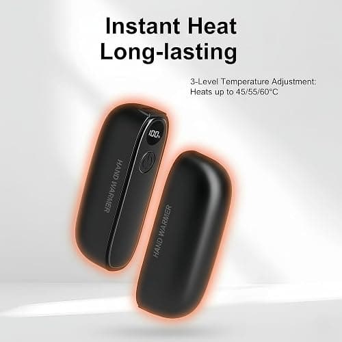 2 in 1 Magnetic Hand Warmers, Portable Rechargeable Pocket Heater, 45-60℃ 3-Level Adjustable with Digital Display, Skin- Friendly, Aluminum Alloy Inner Case for Outdoor Camping thumbnail 2