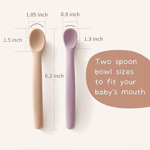 Moonkie Silicone Baby Spoons Set of 4, Two Sizes Feeding Spoon for First Stage 4+ Months, Baby Utensils, Toddler Led Weaning Spoons, Bendable, Chewproof & Boil-proof(Without Case) thumbnail 2