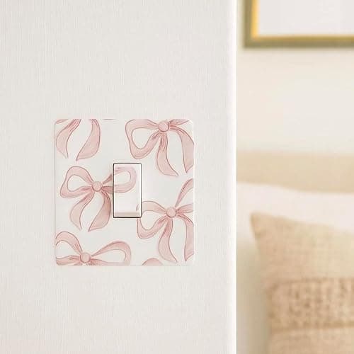 stika.co Set of 2 Pink Bow Light Switch Sticker Cover Designs - Single Switch - Cute Removable Vinyl Decal for Girls Bedrooms, Nurseries & Playrooms thumbnail 3