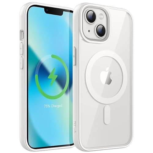 JETech Coque Magnétique pour iPhone 13 6,1 Pouces Compatible avec MagSafe, Étui Housse Antichoc Bumper, Cadre en TPU Mat de Couleur Unie, Dos Transparent Anti-Rayures (Lumière Stellaire) - Image 1