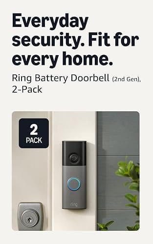 Ring Battery Doorbell (newest model), Retinal 2K with wide-angle video, up to 6x Enhanced Zoom, Two-Way Talk, and Built-In Battery, 2-pack Speckled Gray thumbnail 2