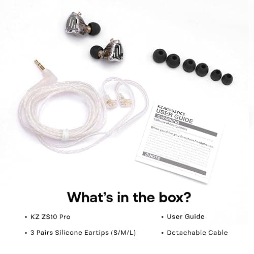 Linsoul KZ ZS10 Pro, 4BA+1DD 5 Driver in Ear Monitor, HiFi Wired Earbuds, Gaming Earbuds, Hybrid IEM Earphones with Stainless Steel Faceplate, Detachable Cable for Musician(Without Mic, Black) thumbnail 9