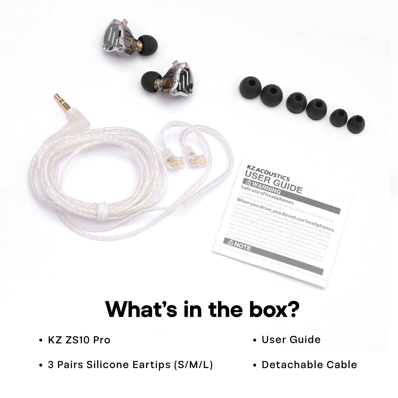 Linsoul KZ ZS10 Pro, 4BA+1DD 5 Driver in Ear Monitor, HiFi Wired Earbuds, Gaming Earbuds, Hybrid IEM Earphones with Stainless Steel Faceplate, Detachable Cable for Musician(Without Mic, Dark Black) thumbnail 9