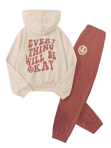SOLY HUX Girl's Sweatsuit 2 Piece Outfits Casual Graphic Long Sleeve Hoodies Sweatshirts and Sweatpants Set Fall Clothes - Image 1
