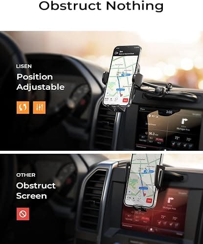 LISEN CD Phone Holder for Car iPhone 17 Adjustable CD Slot Phone Mount Holder Sturdy Cell Phones Holders for Your Car Accessories for Samsung Galaxy S25 S24 iPhone 16 15 Pro Max All Phones thumbnail 4