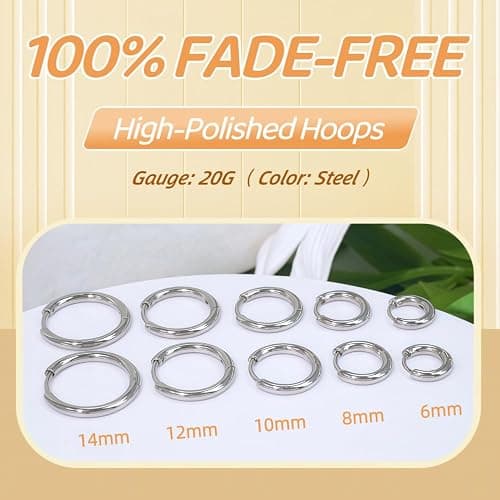 5 Pairs 14K Gold Plated Huggie Hoop Earrings for Women - Lightweight Minimalist Small Hoops, Hypoallergenic Nickel-free Lead-free, Non-Tarnish Everyday Jewelry for Sensitive Ears, Multiple Piercing Stack Set thumbnail 7