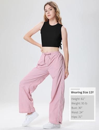 EXARUS Girl's Crop Tank Tops Dance Ribbed Knit Sleeveless Round Neck Racerback Casual Cute Cropped Top 6-12Y thumbnail 6