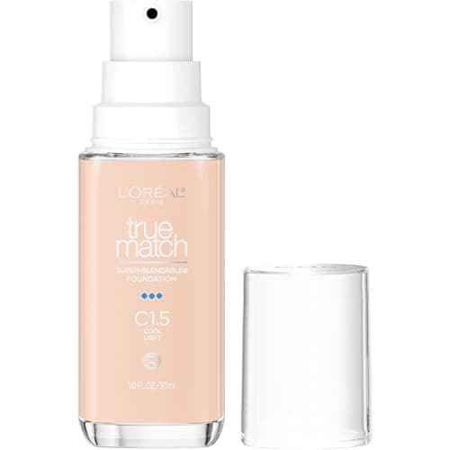 L'Oreal Paris True Match Super-Blendable Foundation, Medium Coverage Liquid Foundation Makeup, C1.5, Light, 1 Fl Oz - Image 1