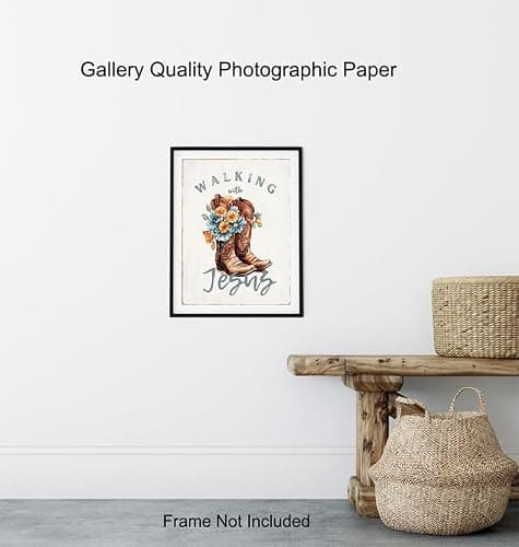 Country Decor Christian Wall Decor - Shabby chic Inspirational Wall Decor - Cowgirl Farmhouse Wall Art - Boho Art Print, Religious Gifts for Women - spiritual Jesus Decor, positive Quotes thumbnail 8