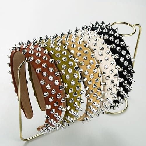 BaBakiak Punk Studded Headband, Rock Roll Hair Band, Spike Hair Clips for Halloween Cosplay Party (Black) thumbnail 4
