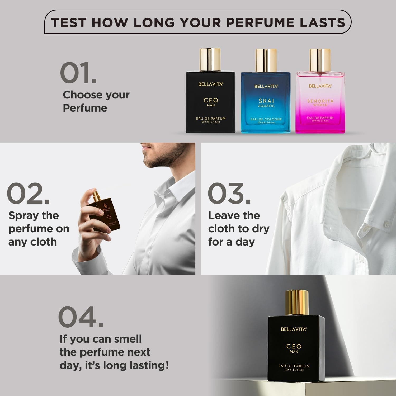 BellaVita Luxury CEO Man Perfume for Men (3.48 fl.oz) | Lasting Mens Cologne with Lemon, Lavender, Tonka & Agarwood | Mens Perfume Deodorant | Cologne Gifts for Men | Vegan Bold Mens Perfume thumbnail 7