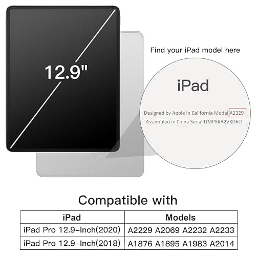 JETech Case for iPad Pro 12.9-Inch (2020/2018 Model, 4th/3rd Generation), Compatible with Pencil, Cover Auto Wake/Sleep (Black) thumbnail 2