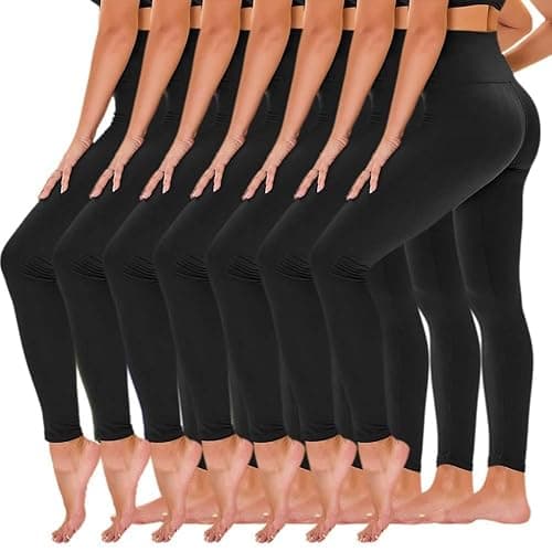 TNNZEET 7 Pack Leggings for Women - High Waisted Yoga Pants with Pockets Black Leggings Women Full Length & Capri - Image 1