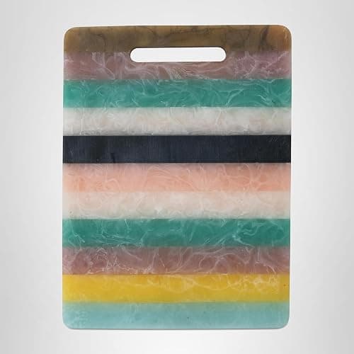 Creative Co-Op Marbled Resin Striped Cheese and Serving Board with Handle, Multicolor thumbnail 5