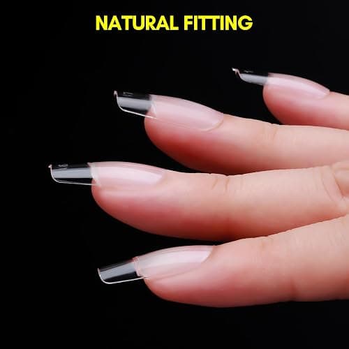 Makartt Medium Square Fake Nail Tips: 120pcs Clear Full Cover Half Matte Soft Gel Pre-shape Acrylic Gel Press on Extension for Nails, 12 Sizes French Manicure Salon Home DIY with Box thumbnail 3