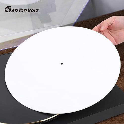 White Acrylic Turntable Slipmat for Vinyl Player, 12" Platter Mat Reduces Noise Anti-Static Turntable Accessory for Vinyl Record Players thumbnail 5