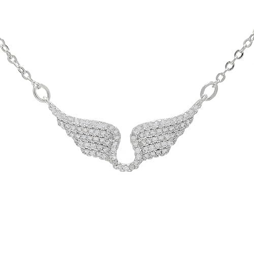 SBHXTDM HJMMWT Sterling Silber Flügel glänzende Zirkonflügel - zarte Engelsflügel Halskette Anhänger, Engel Halsketten für Frauen Geburtstag Valentine Geschenke - Image 1