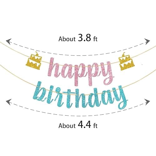 Happy Birthday Banner Pink and Blue Happy Anniversary Banner Baby Shower Decorations thumbnail 3