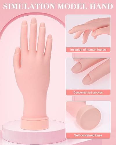 Practice Hand for Acrylic Nails Soft Touch Mannequin Hand for Nails, Flexible and Bendable Fake Hand for Nails for Nail Art Beginners thumbnail 2