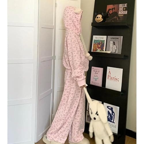 Xojbzoo Kawaii Puppy 2-Piece Set Y2K Pink Hoodie & Pants | Cute Dog Embroidery Outfit Women's Loose Fit Tracksuit thumbnail 4
