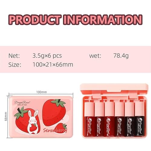 Eakroo 6 Colors Lip Tint Stain Mini Liquid Lipstick, Korean Lip Gloss Moisturizing Natural, Multi-Use Lip and Cheek Tint, Non-Stick Cup, Lightweight, High Pigment, Long-Lasting, Vivid Color thumbnail 7