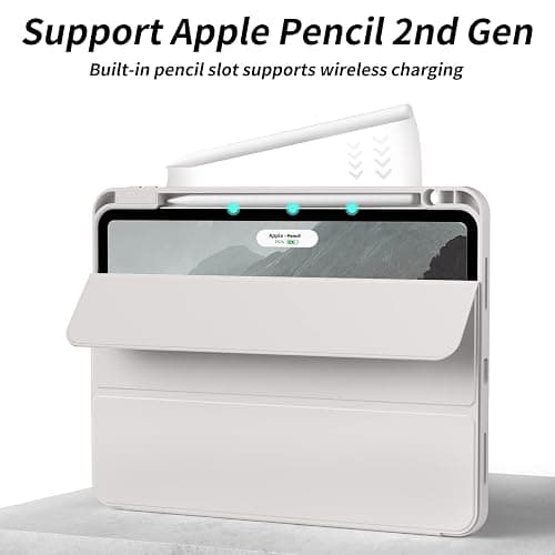 Aoub New iPad Pro 12.9 inch Case 6th Generation 2022/5th Gen 2021/4th Gen 2020 with Pencil Holder, Auto Wake/Sleep, Trifold Smart Stand with Soft TPU Back Shell Cover, Gray thumbnail 6
