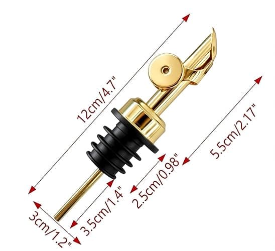LVYKING Olive Oil Dispenser Spout Stainless Steel Auto Flip Pourer 2Pk Gold | 304 stainless steel, auto flip-top, leak-proof stopper, fits standard oil bottles, easy clean, for kitchen & cocktail use thumbnail 3