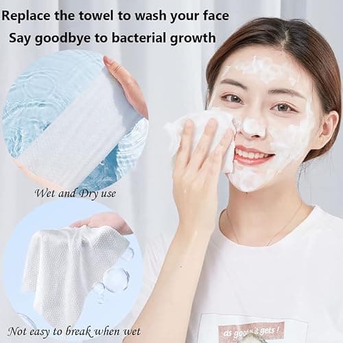 Disposable Face Towel 100 Count for Washing Soft Cotton Dry Wipes Facial Cloths Towelettes for Washing and Drying, Facial Tissue for Cleansing, Skincare and Makeup Remover thumbnail 2