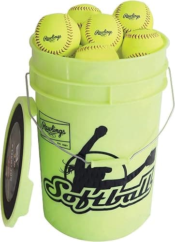 Rawlings | Bucket of 12 Practice Softballs | All Ages | 12" RFPBP12SY | Synthetic Cover - Image 1