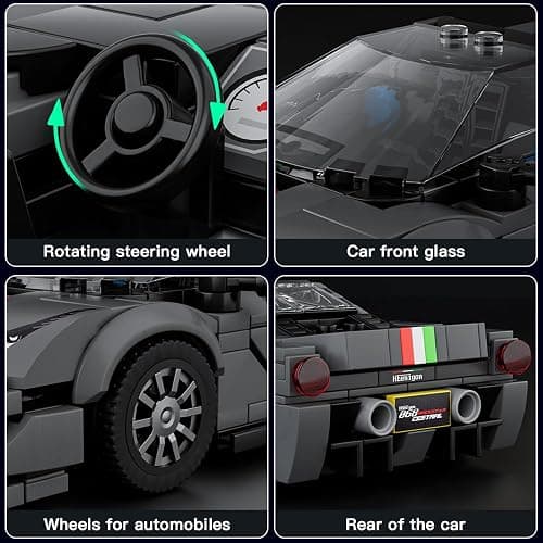 Mould King 27068 Technik Speed Champion Auto Bausteine F488 Sportwagen Klemmbausteine Rennwagen Bauspielzeug mit Acryl Vitrine Modellautos zum Sammeln (358 Teile) thumbnail 6