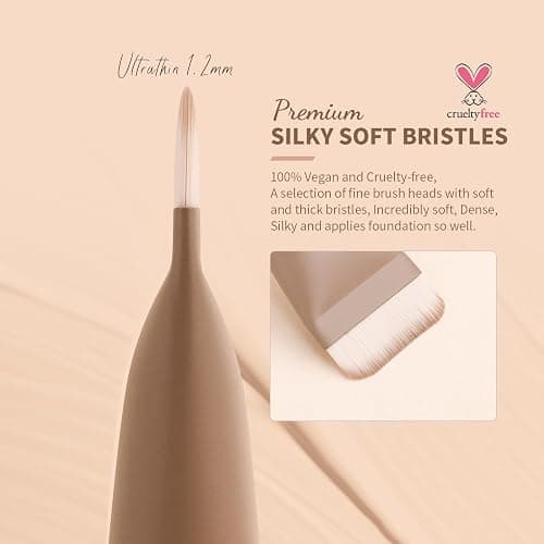 docolor Flat Foundation Brush Korean Makeup Brush Liquid Makeup Brush Premium Makeup Face Brush for Blending, Cream, Thin Foundation Brush Makeup Tool Face Foundation Flat Brush,Khaki thumbnail 4
