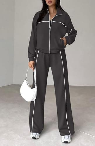 BTFBM Women's Two Piece Tracksuit Fall 2025 Long Sleeve Zip Up Sweatshirt Long Pants Outfits Jogger Sweatsuit Sets thumbnail 7