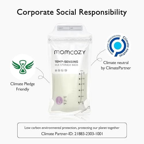 Momcozy Breastmilk Storing Bags, Temp-Sensing Discoloration Milk Storing Bags for Breastfeeding, Disposable Milk Storage Bag with 6 Ounce Self Standing, No-Leak Milk Freezer Storage Pouches, 50pcs thumbnail 8