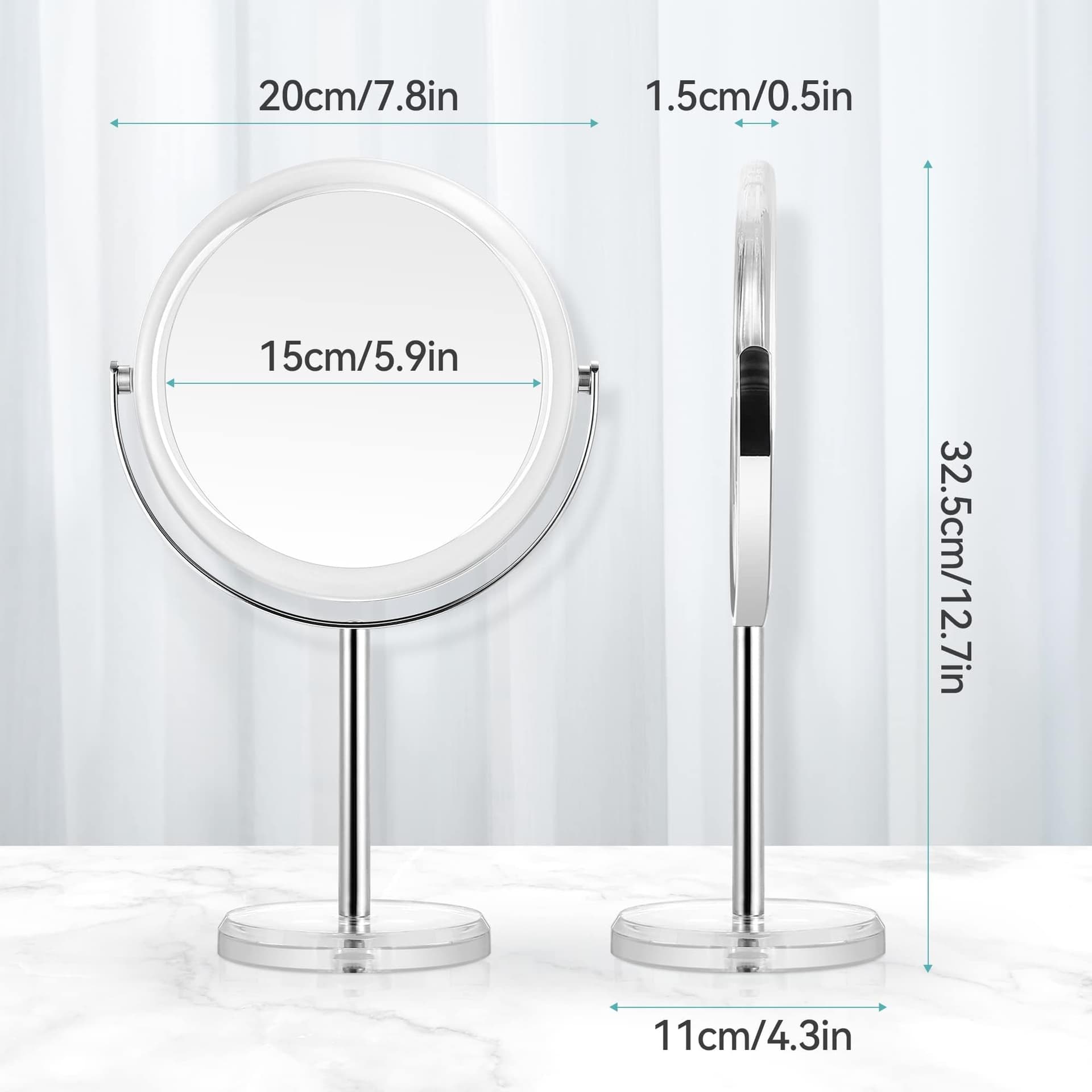 MIYADIVA 20X Magnifying Makeup Mirror,Double Sided 1X & 20X Magnifying Mirror with Stand,Tabletop Magnified Vanity Mirror with 360°Rotation for Bathroom or Bedroom 8 Inch thumbnail 6