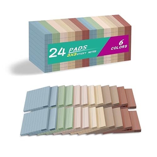 (24 Pack) Lined Sticky Notes 3x3 in,Vintage Notepads with Lines | Ruled Stickies,Super Sticking Power,Office School Memo Note Pads,Post on Windows Doors,Recyclable,Easy to Write on - Image 1