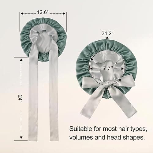 ZIMASILK 100% Mulberry Silk Bonnet for Sleeping Women Double Layer Hair Wrap with Silk Tie Band,1 Pack thumbnail 6