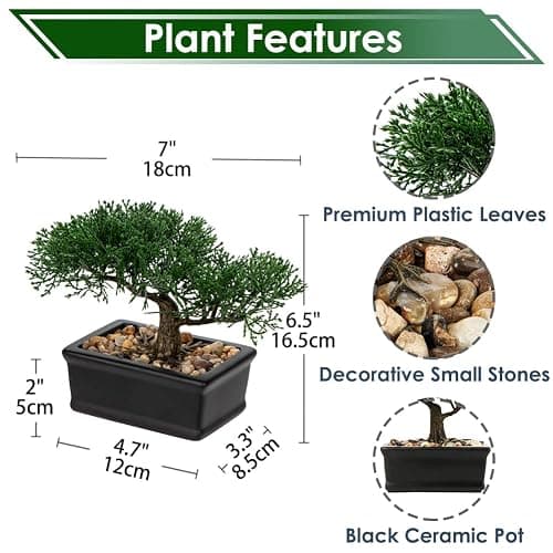 Artificial Bonsai Tree Juniper Faux Plants Indoor Fake Plants Decor with Ceramic Pots for Home Table Office Desk Bathroom Shelf Bedroom Living Room Farmhouse Decoration thumbnail 3