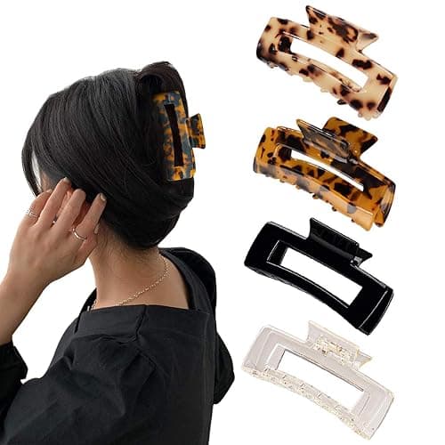 Aaiffey 4PCS Hair Claw Clips, Non-Slip Tortoise Hair Jaw Clips, Leopard Stylish Hair Clamps,Strong Hold for Thick Thin Curly Hair Styling Accessories for Women Girls thumbnail 2