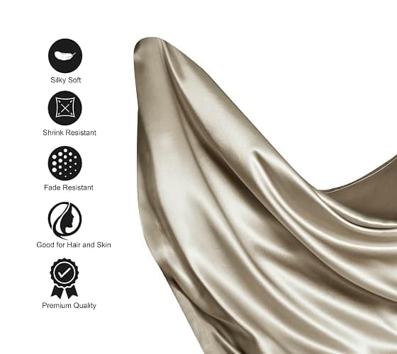 Lanest Housing Silk Satin Sheets, Queen Size Satin Bed Sheet Set with Deep Pockets, Cooling Soft and Hypoallergenic Satin Sheets Queen - Taupe thumbnail 3