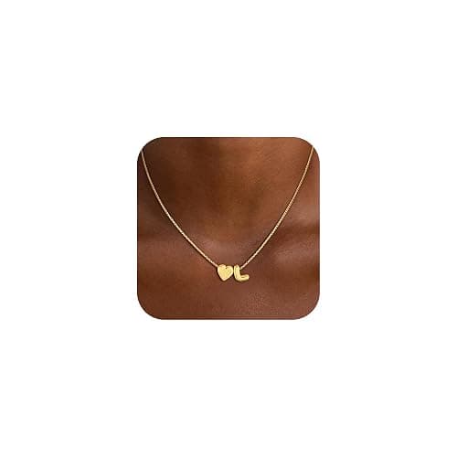 Decholly Christmas Gifts for Grandkids Teen Girls - 14K Gold Plated Dainty Heart A-Z Initial Letter Necklace Teen Girls Gift Trendy Stuff Birthday Gifts for 5 6 7 8 9 10 Year Old Girls Gifts - Image 1