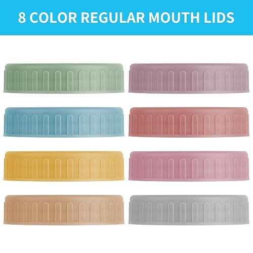 Vaincre 8PCS Mason Jar Lids - Colored Plastic Mason Lids Regular Mouth, Leak Proof Canning Covers with Silicone Rings for Ball, Kerr and More, Reusable Can Tops Caps Covers for Jars thumbnail 5