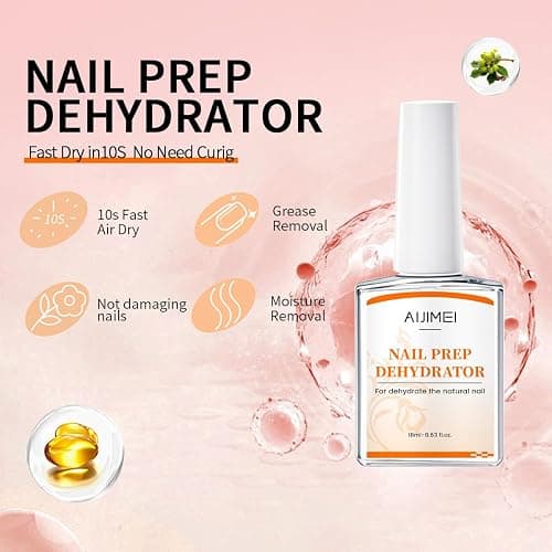 AIJIMEI Professional Natural Nail Polish Dehydration and Acid Free Primer for Acrylic Acid and Gel Nail Polish, Quick Drying Advanced Adhesive Set（18ml/0.63fl.oz) thumbnail 3