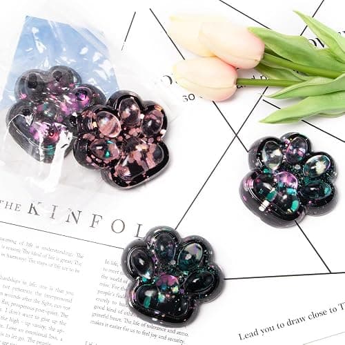 Pilikoll 4Pcs Cat Paw Taba Squishy Toy Dark Starry Sky Cat Paw Stress Relief Toy Tabas Squishy Toys Cat Paw Fufu Squishy Fidget Toys Taba Squishy Paw for Stress Relief Anxiety Relaxation,Random Style thumbnail 2