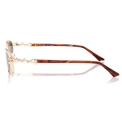 SOJOS Retro Cat Eye Sunglasses Women Men Acetate Metal Frame Trendy Designer UV400 Sun Glasses, Staghorn Coral thumbnail 5